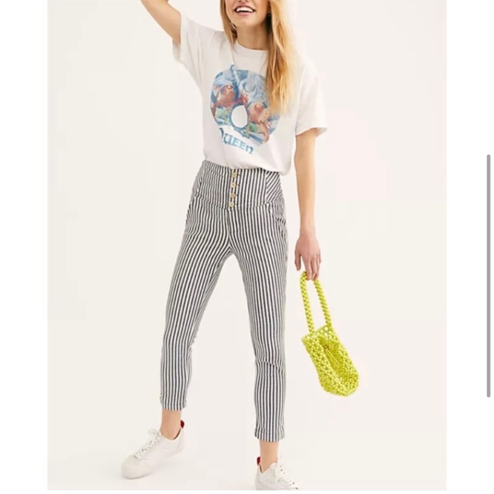 Free People Frankie highrise striped button fly size 2
